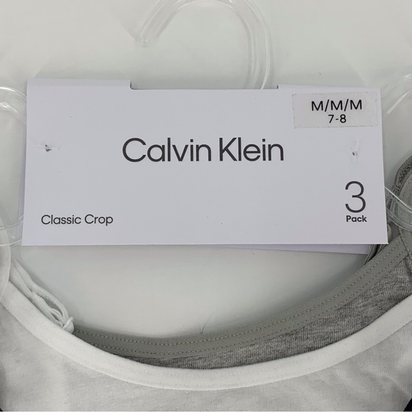 Calvin Klein NWT Girls' Black, Red, White, Grey 3-Pack Classic Crop Bralette, M - Picture 10 of 11